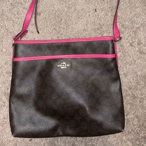 brown and pink coach crossbody